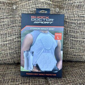 SHOCK DOCTOR Youth L padded chest sternum football baseball white shirt NEW